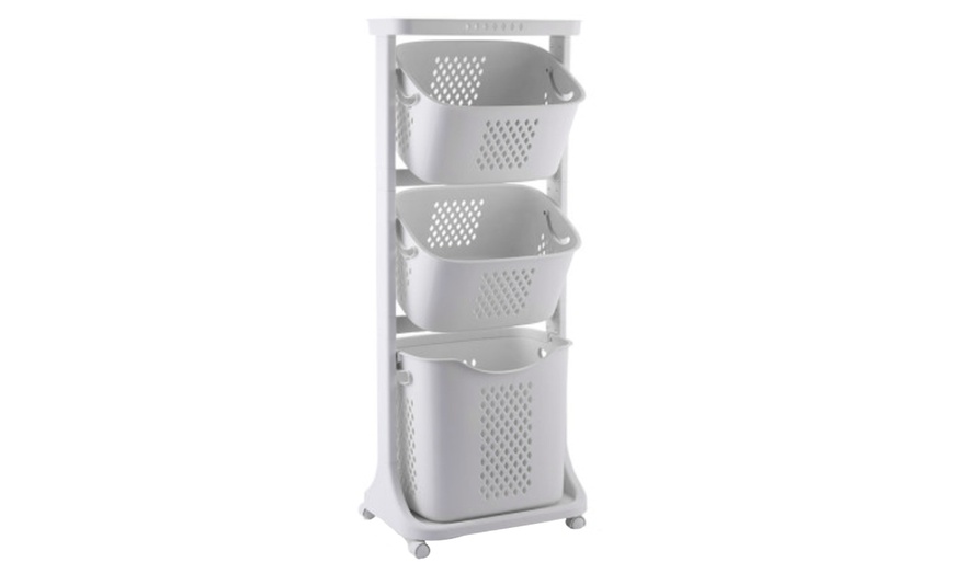 Image 4: Laundry Basket on Wheels Bathroom Storage