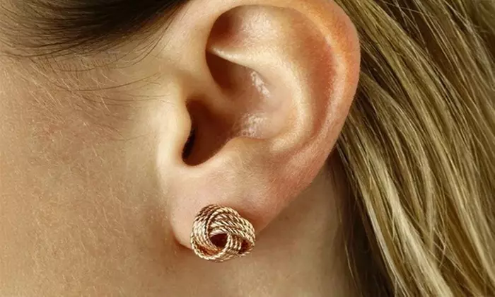 Italian Made 925 Sterling Silver Twist Love Knot Stud Earrings