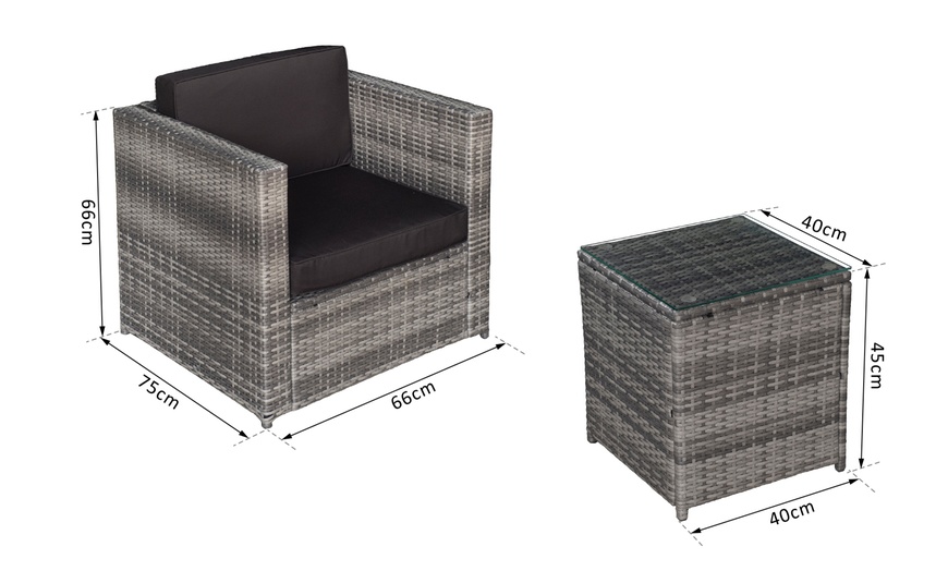 Image 8: Three-Piece Outsunny Rattan-Effect Bistro Set