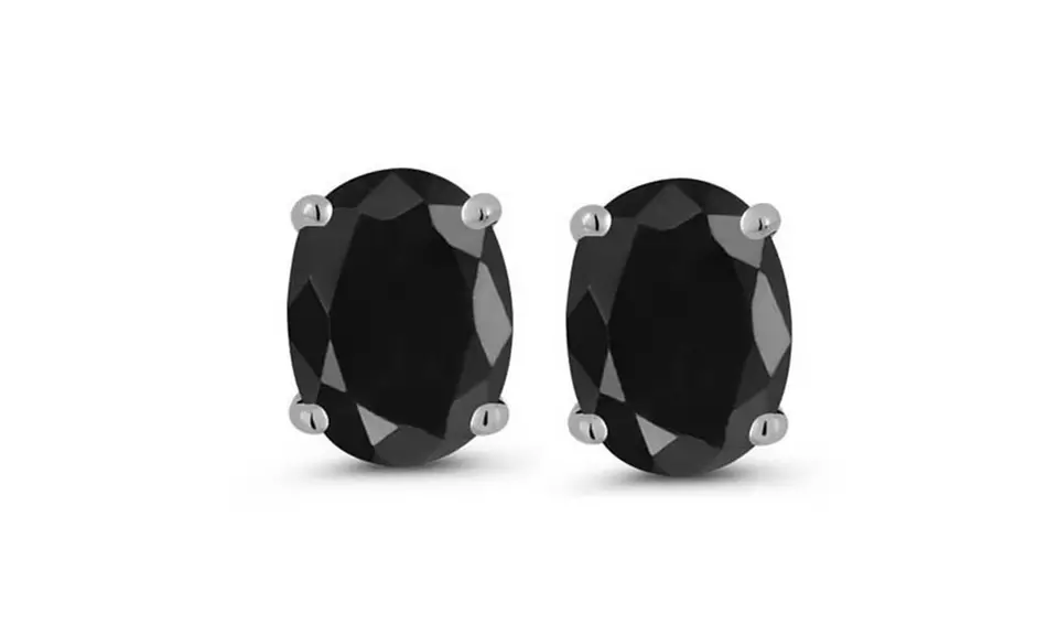 Sterling Silver 2.00CT Black Onyx Oval Cut Studs - Primary Image