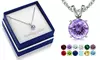 Sterling Silver Round-cut Gemstone Birthstone Necklaces With a Gift Box
