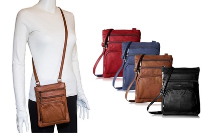 Women's Genuine Leather Crossbody - Red