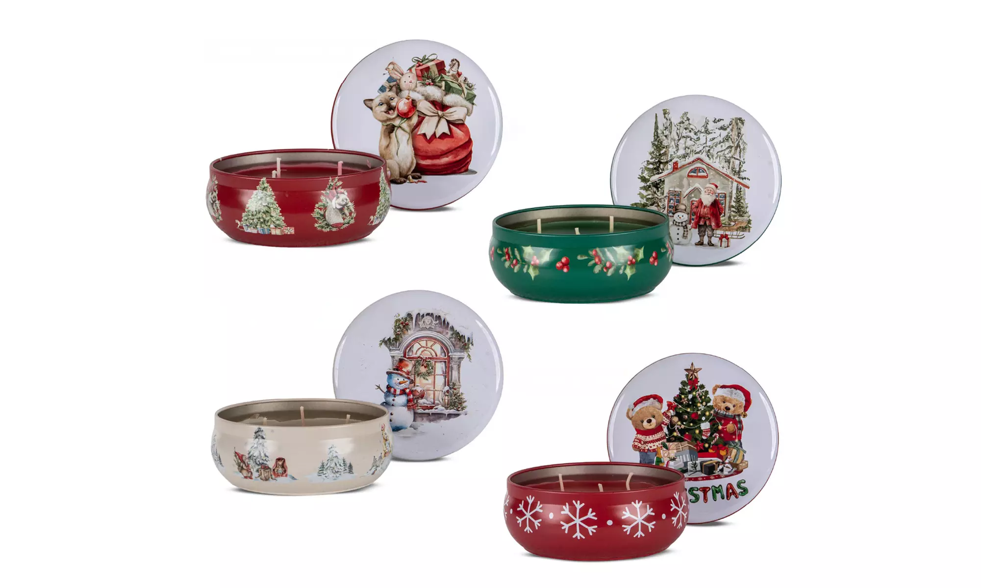 4er-Set Weihnachts-Duftkerzen mit Geschenktüte