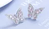 Sterling Silver Multi-Cut Pink Butterfly Earrings with crystals from Swarvoski