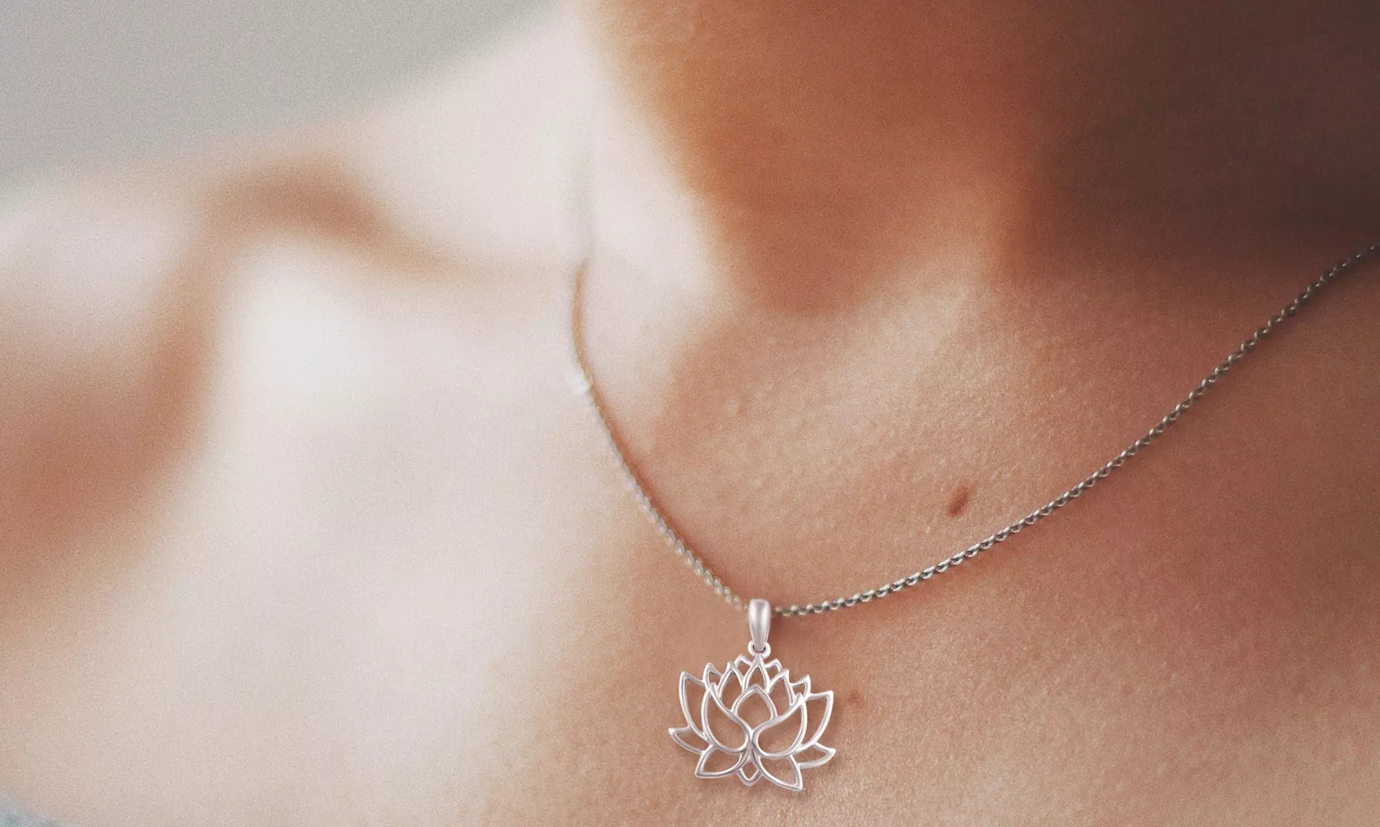 Open Lotus Flower Pendant 925 Silver by Fifth and Fine