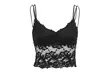 Womens Sexy Bustier Sheer Floral Lace Camisole V Neck Tank Top Patchwork Vest - Second Medium