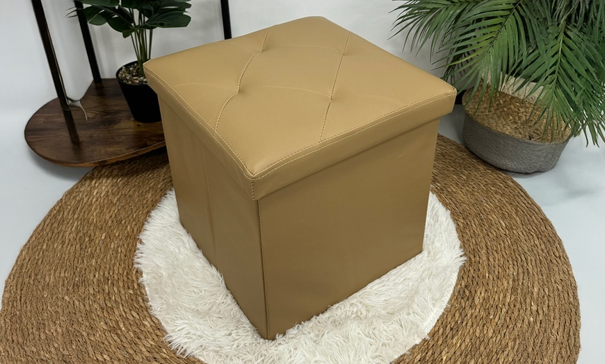 Image 25: Pouf carré en simili cuir avec espace de rangement