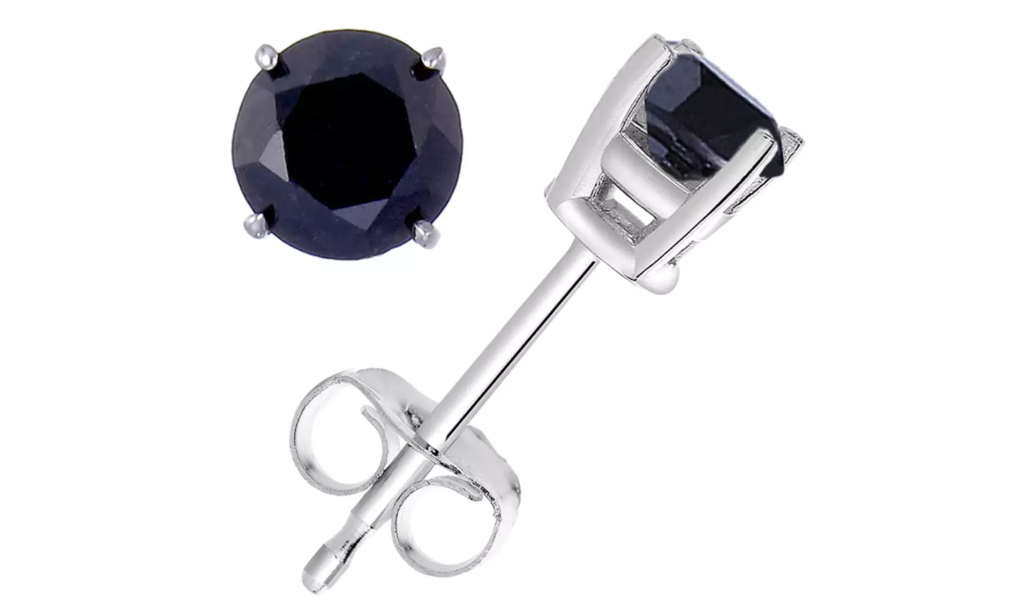 Paris Jewelry 14k White Gold 1 cttw Round Black Diamond Stud Earrings