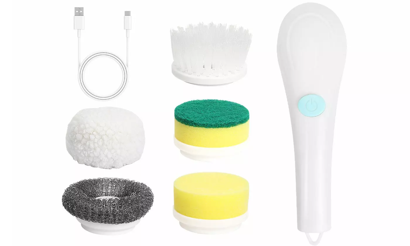 Electric Spin Scrubber with 5 Replaceable Heads for Bathroom/Floor/Sink/Window