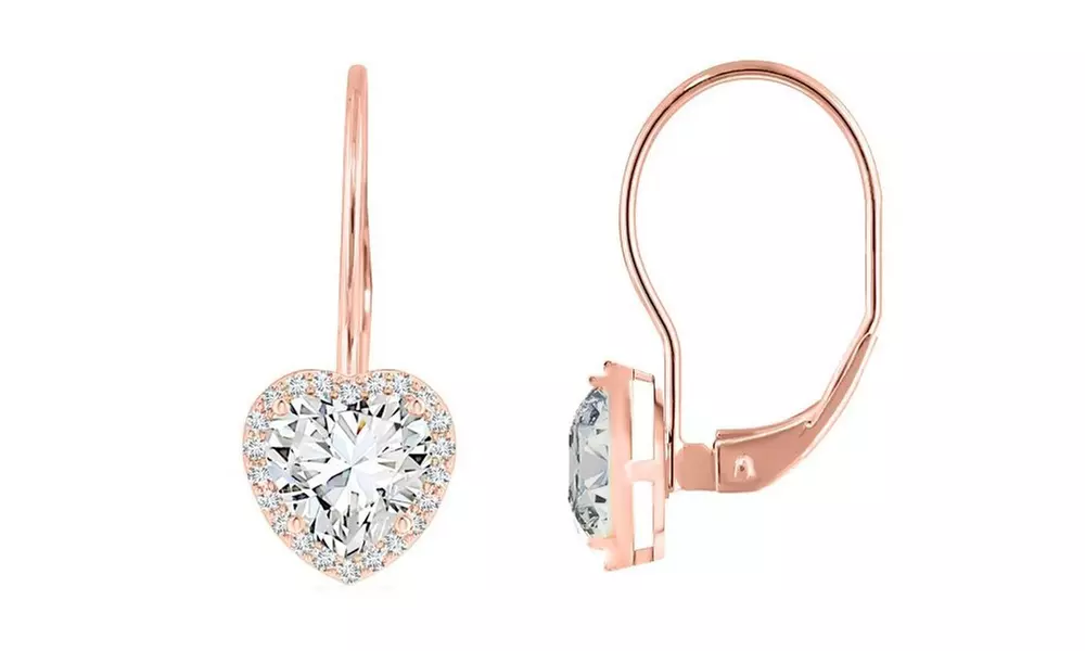 2.00 CTTW Heart Cut Leverback Earrings With Crystals From Swarovski
