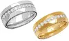 1.12 Cttw Men's Stainless Steel Chain Link Inlay Ring With Cubic Zirconia