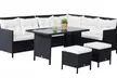 Outsunny 8 Seater Rattan Effect Garden Dining Set with Table, Corner Sofa and 2 Stools - Image 5