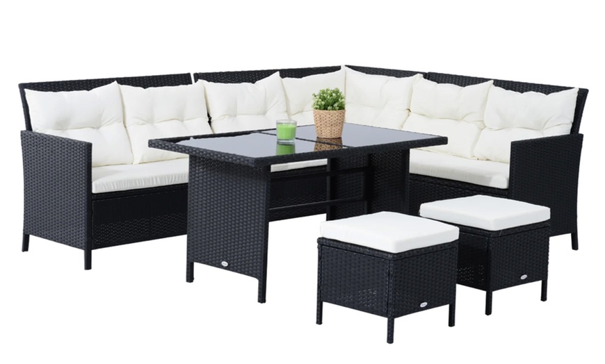 Image 5: Outsunny 8 Seater Rattan Effect Garden Dining Set with Table