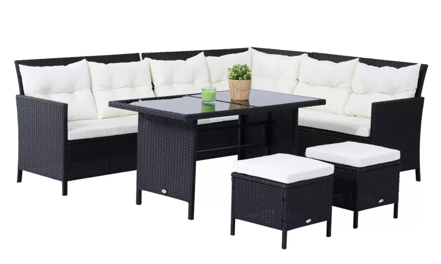 Outsunny 8 Seater Rattan Effect Garden Dining Set with Table