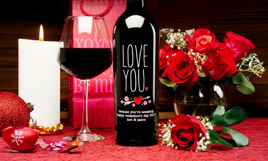 Image 10: Personalized Valentine's Day Wine | Hand-Etched Custom Gift Bottle