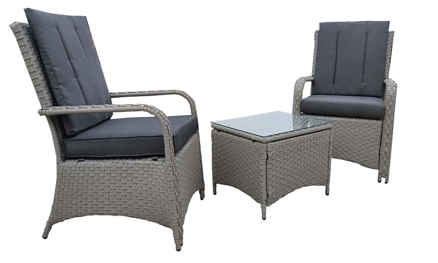 Image 2: Three-Piece Outdoor Rattan-Effect Bistro Set