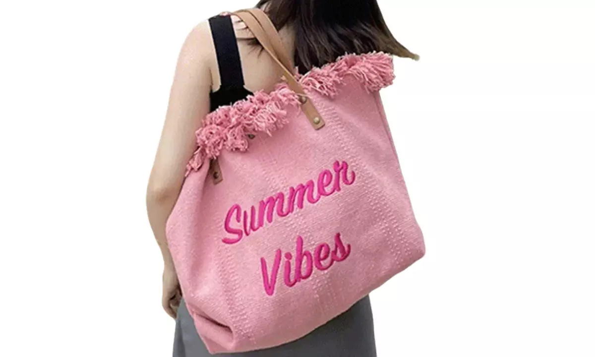 Large Canvas Fringe Summer Tote Beach Bag