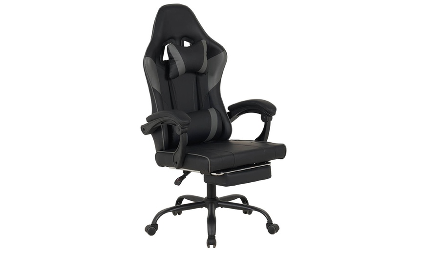Image 7: Silla gaming ergonómica negra con función de masaje