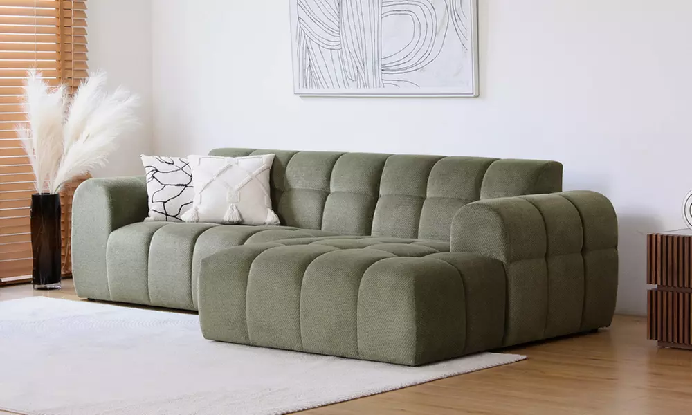 Canapé d'angle 3 places nuage en velours