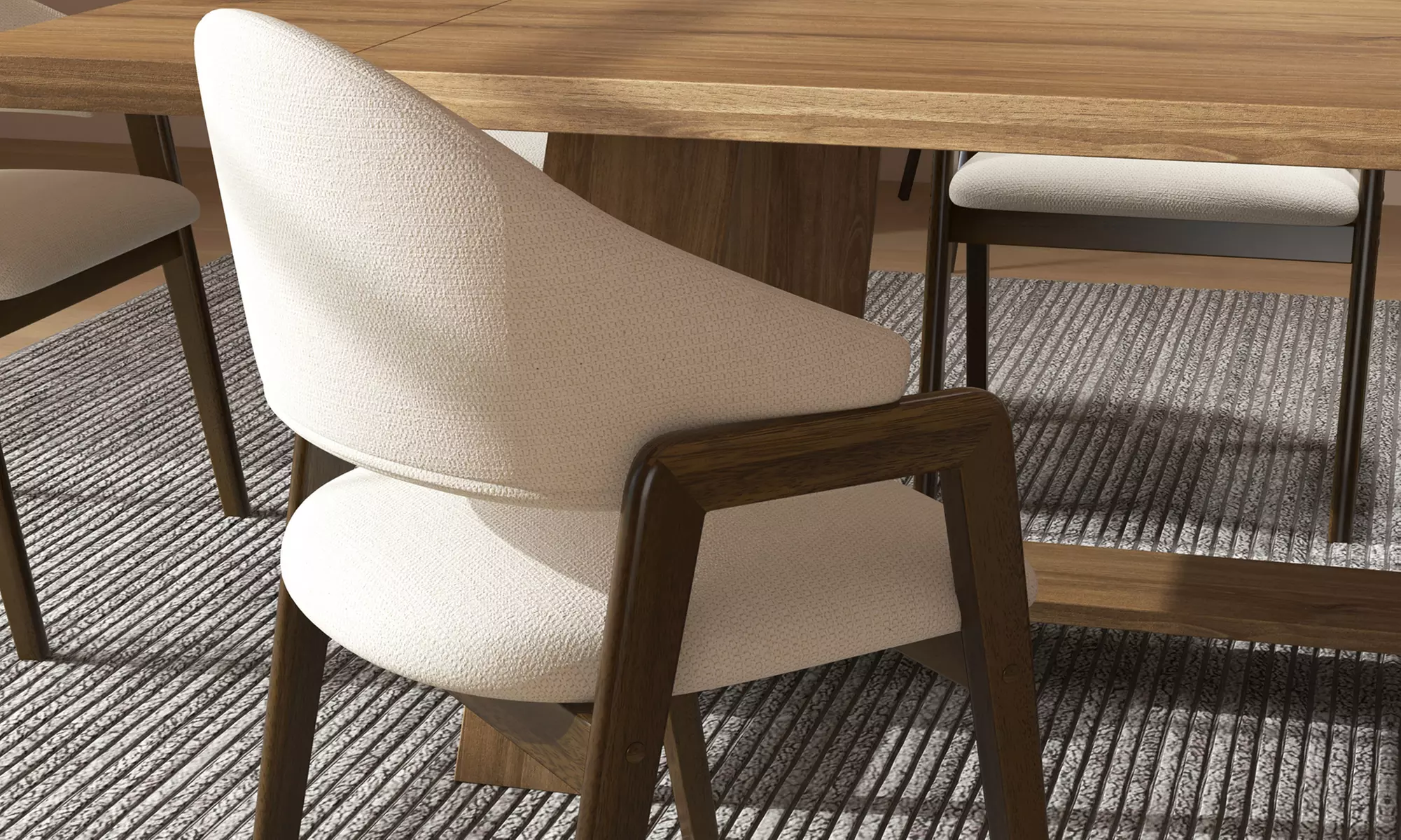 Sillas de comedor tapizadas con patas de madera Woolden, de Doosense