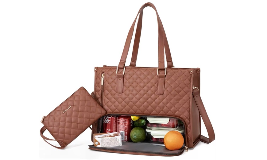 Image 4: Three-In-One Lunch Tote Bag for Women