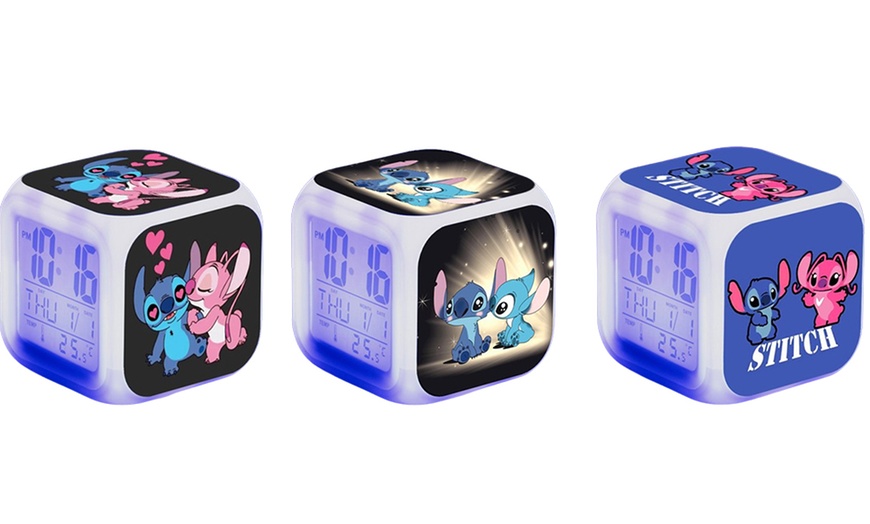 Image 2: Stitch-Inspired RGB Alarm Clock 