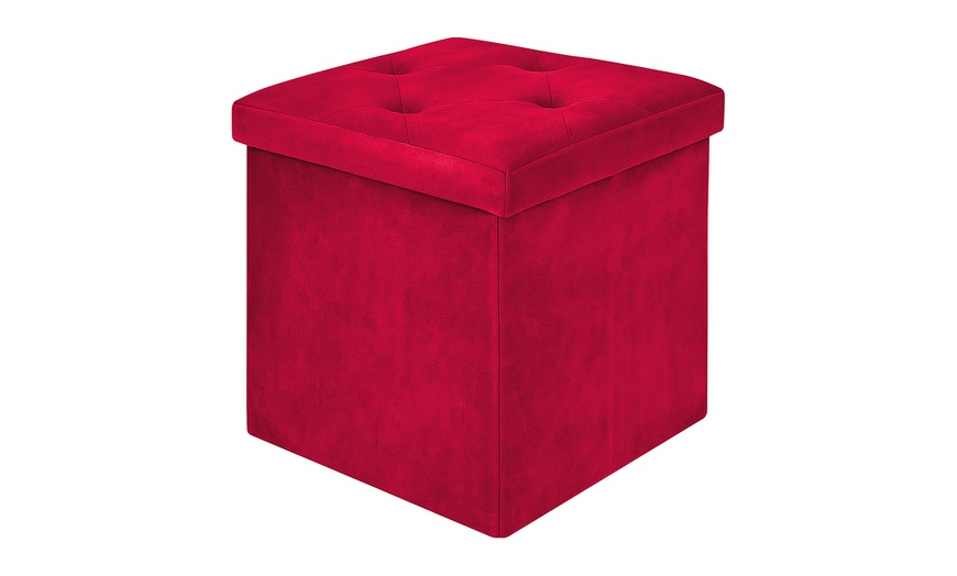 Image 2: Puff cuadrado con tapizado de terciopelo