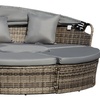 Image 9: Outsunny Round Rattan Sofa Bed with Retractable Canopy