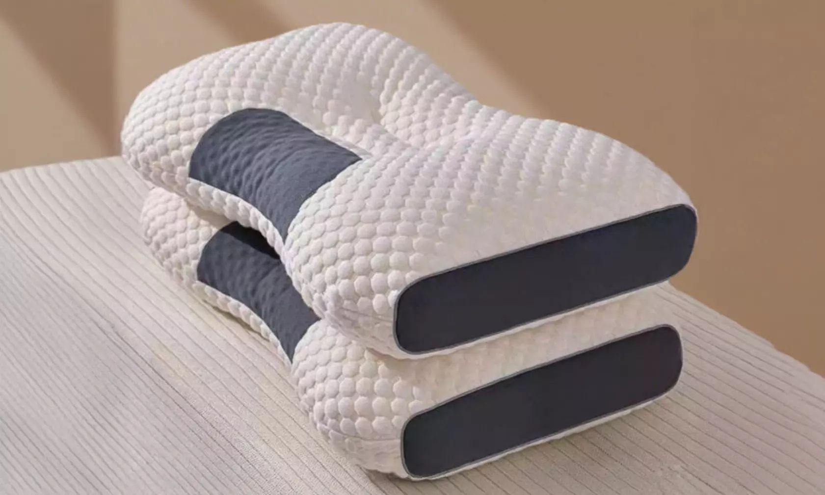 One or Two Cotton Neck Pillows, Ergonomic Support for Sleep