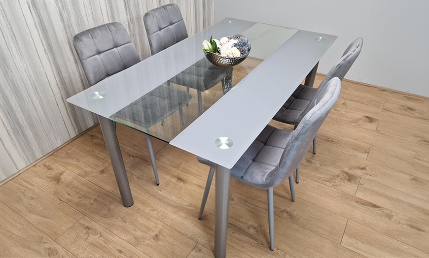 Image 24: Glass Dining Table Set with Chair Options