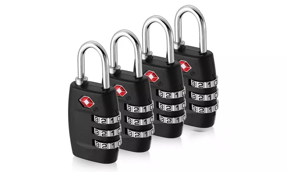 4x TSA Approved Luggage Lock Travel 3 Digit Combination Suitcase Padlock Reset