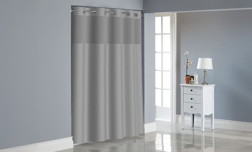 Image 9: Clearance Hookless Quick-Fit Shower Curtain