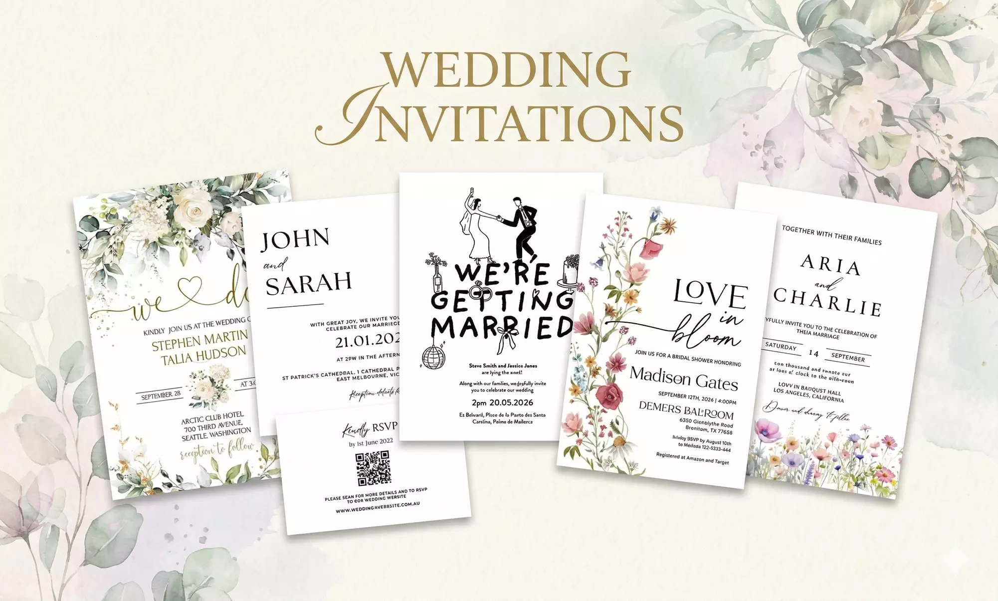 Personalized Wedding Invitation Cards - Digital File
