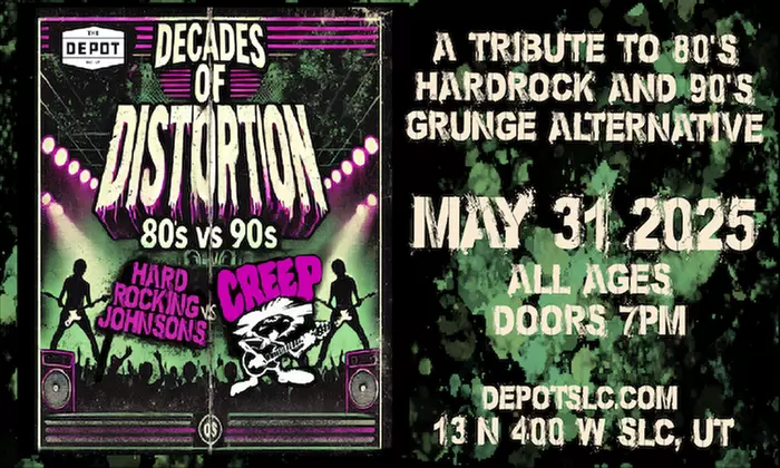 Decades Of Distortion - A Tribute To 80's Hard Rock and 90's Grunge Alternative on May 31 at 7 p.m. - Primary Image