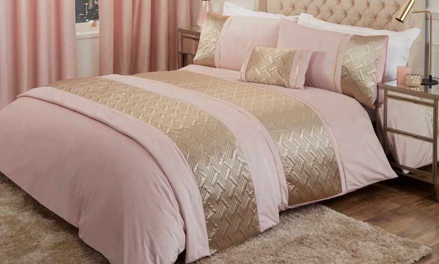 Image 7: Capri Velvet Touch Duvet Set with Diamante Trim