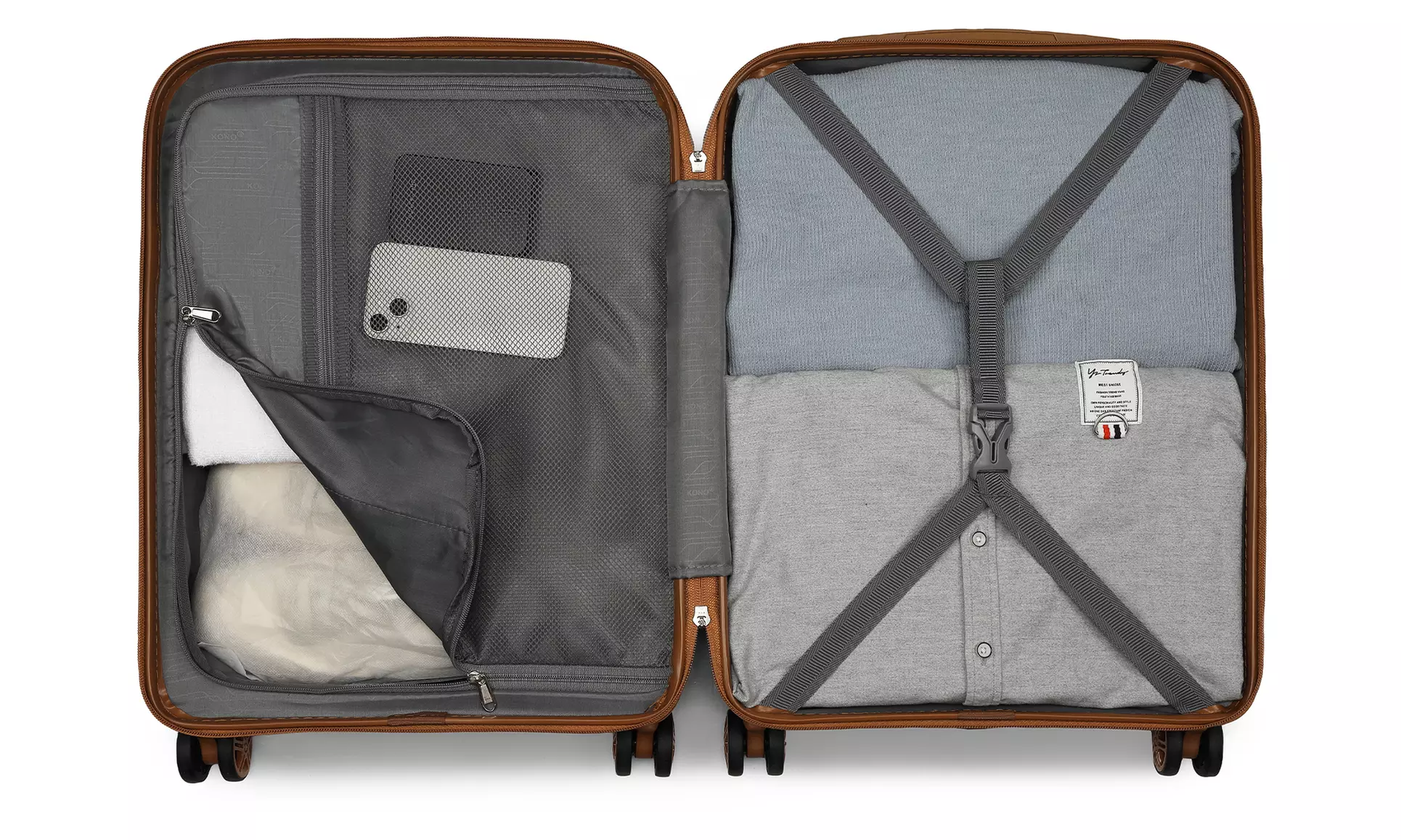 Conjunto de viaje con maleta rígida de cabina, bolsa de mano y neceser