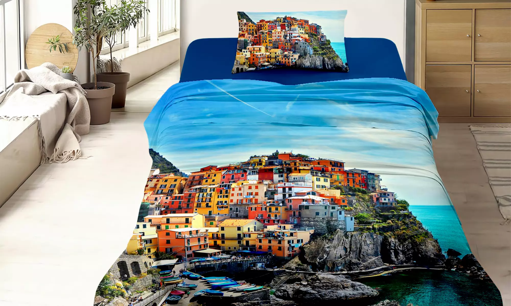 Completo lenzuola in cotone con stampa digitale