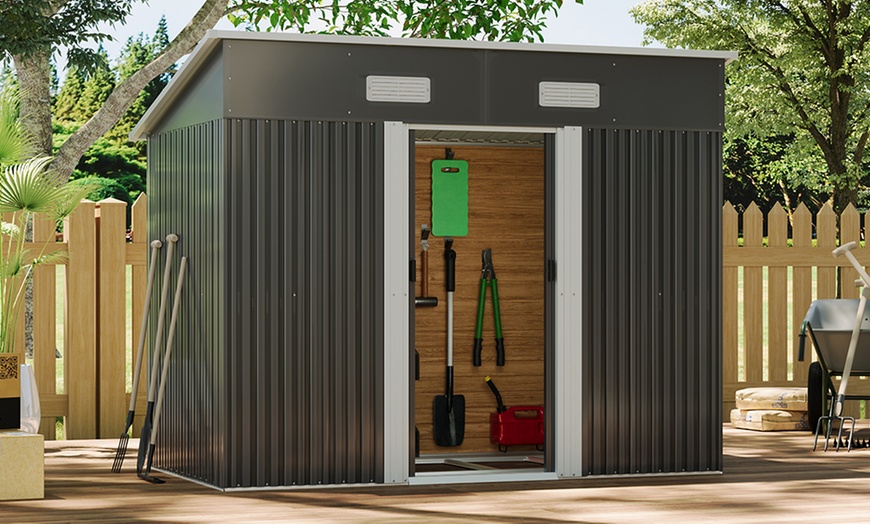 Image 8: Outdoor Garden Compact Metal Storage Shed