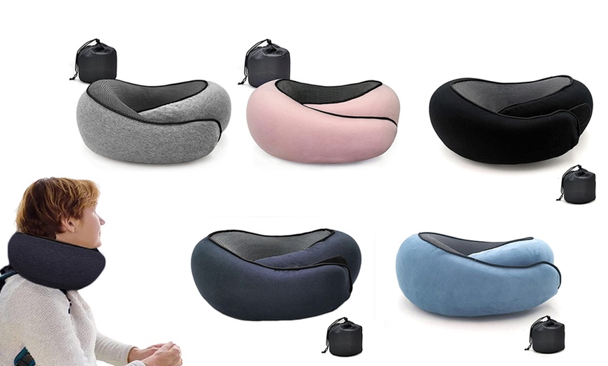 Image 16: Memory Foam Neck-Support Travel Pillow