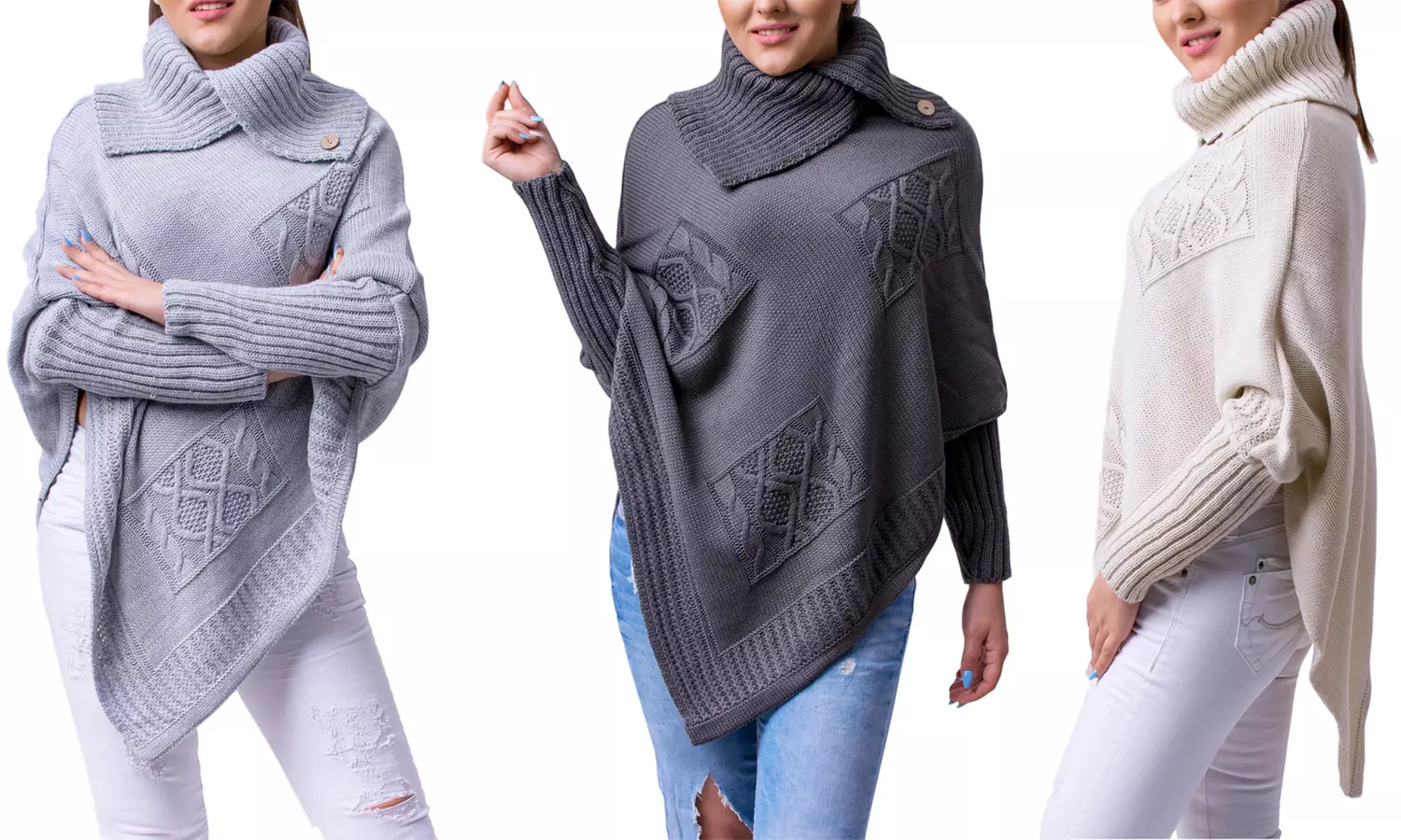 Langarm-Poncho Lena mit Rollkragen in der Farbe nach Wahl - Primary Image