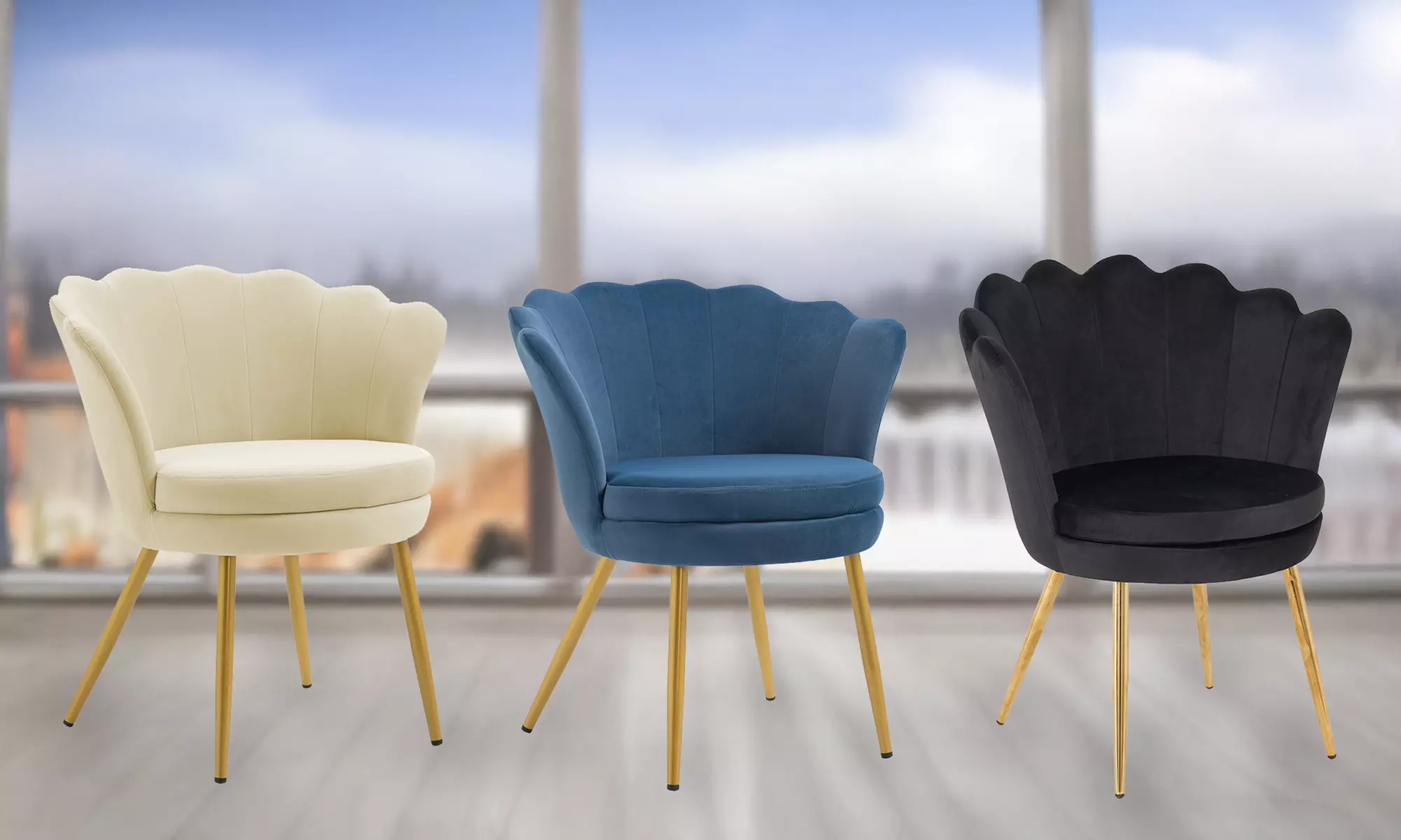 Fluwelen schelpfauteuil