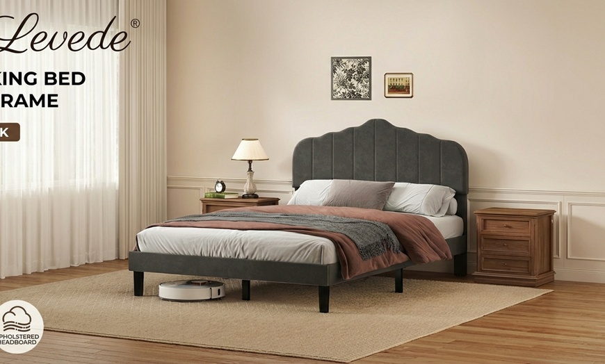 Image 12: Levede Minimalist Upholstered Bed Frame Collection