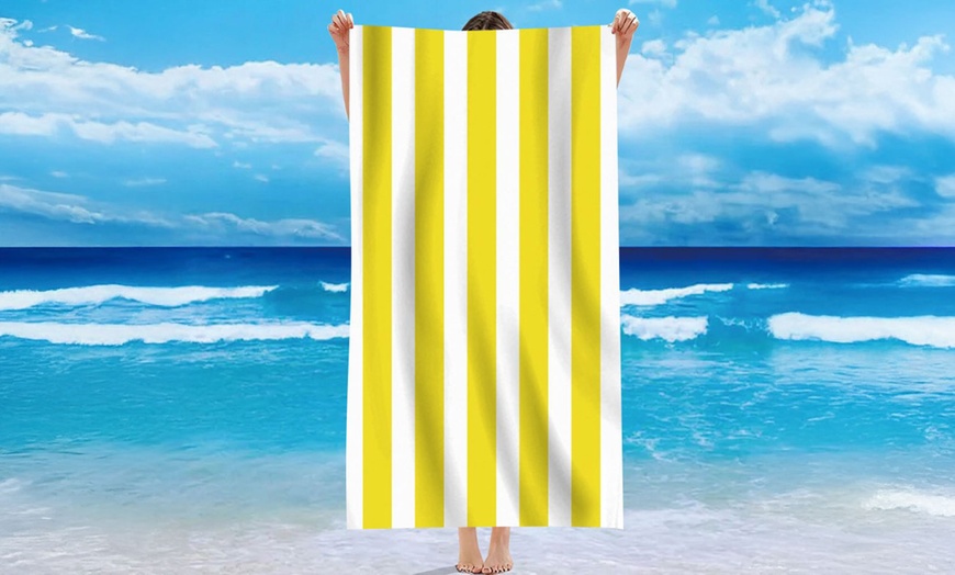 Image 8: Single Jersey Striped Summer Beach or Bath Towel