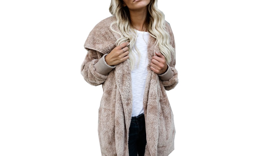 Image 3: Teddy Fleece Hooded Cardigan