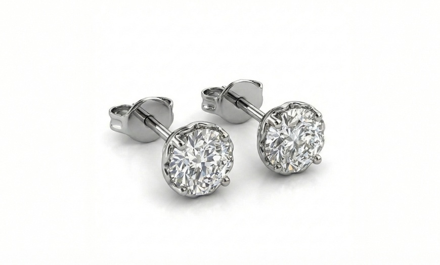 Image 2: MGJ™ 0.5ct Moissanite Stud Earrings, D Color and VVS1 Clarity