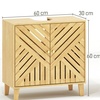 Image 10: Homcom Bamboo Bathroom Under Sink Cabinet with Adjustable Shelf