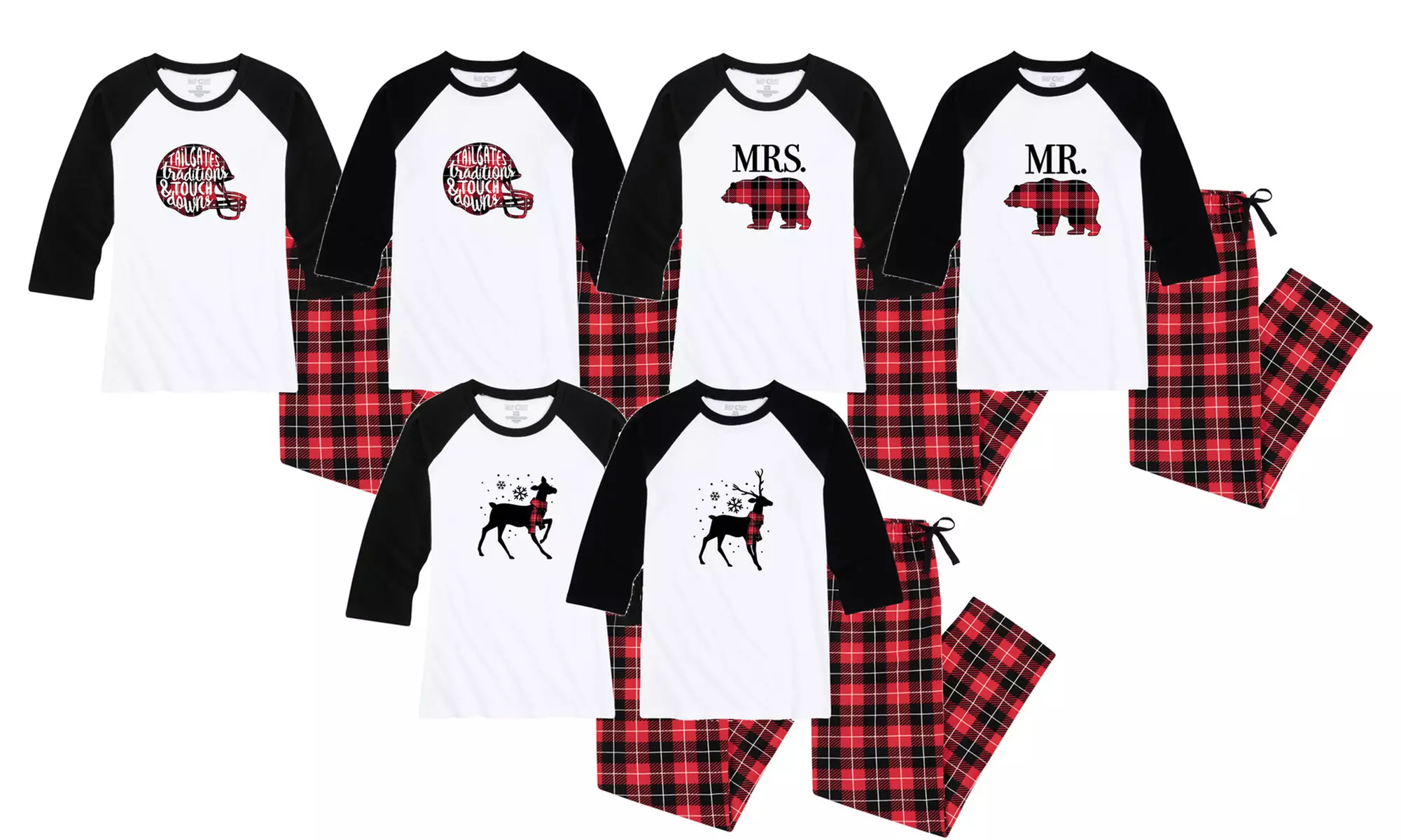 Nap Chat Couples' Matching Plaid Pajama Sets (2-Piece). Plus Sizes Available. - Primary Image