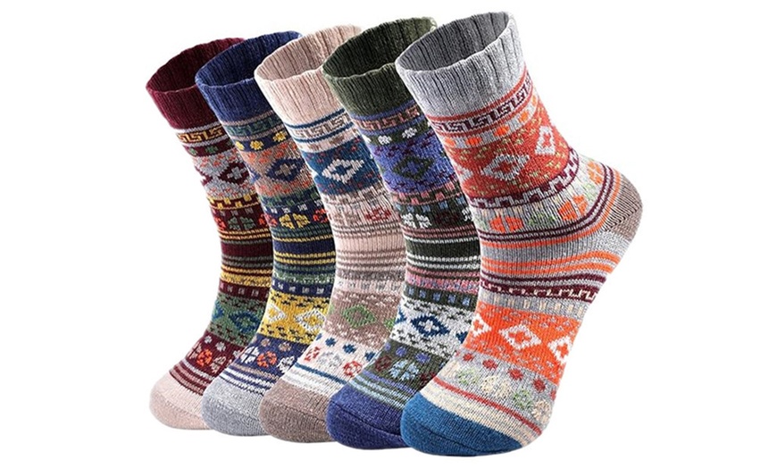 Image 9: 5 Pack Winter Warm Knit Socks