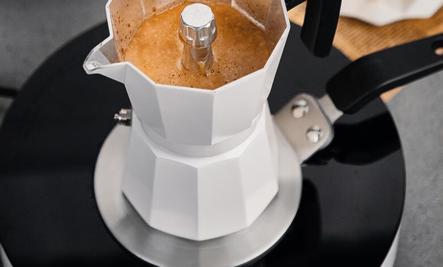 Image 6: 150ml Stovetop Espresso Moka Pot with 13cm Induction Hob Adapter Plate