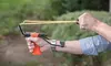 Adjustable Wrist-Brace Large Slingshot with 4Pc 1/2" Glass Balls